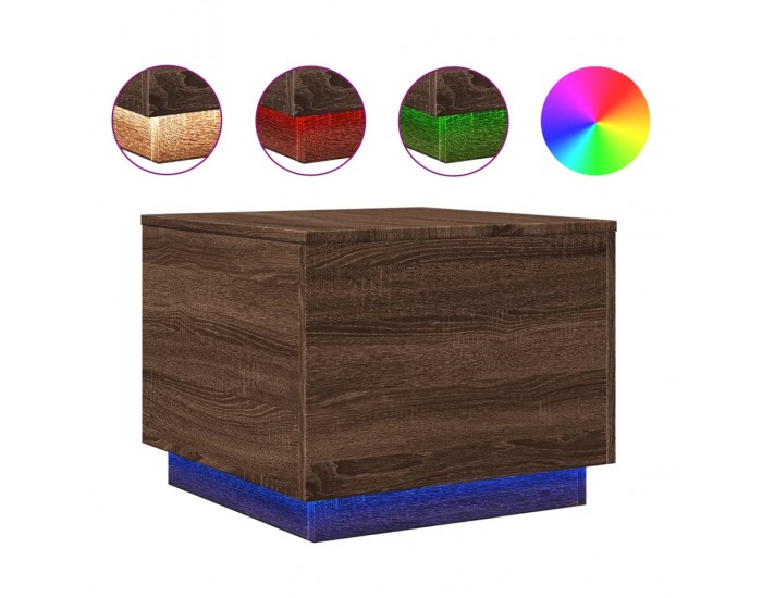 Sonata H Маса за кафе с LED осветление, кафяв дъб, 50x50x40 см