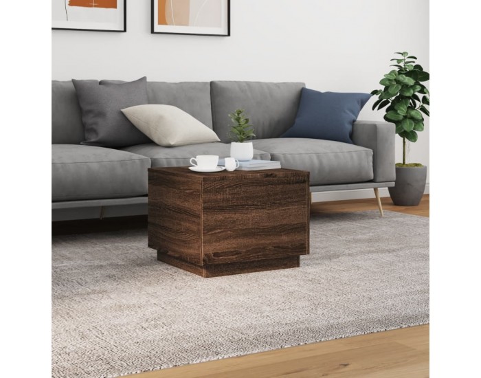 Sonata H Маса за кафе с LED осветление, кафяв дъб, 50x50x40 см