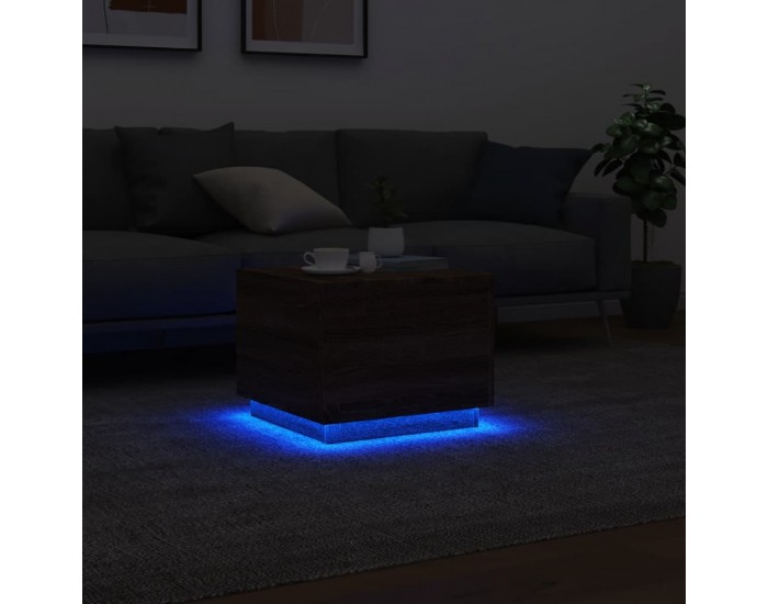 Sonata H Маса за кафе с LED осветление, кафяв дъб, 50x50x40 см