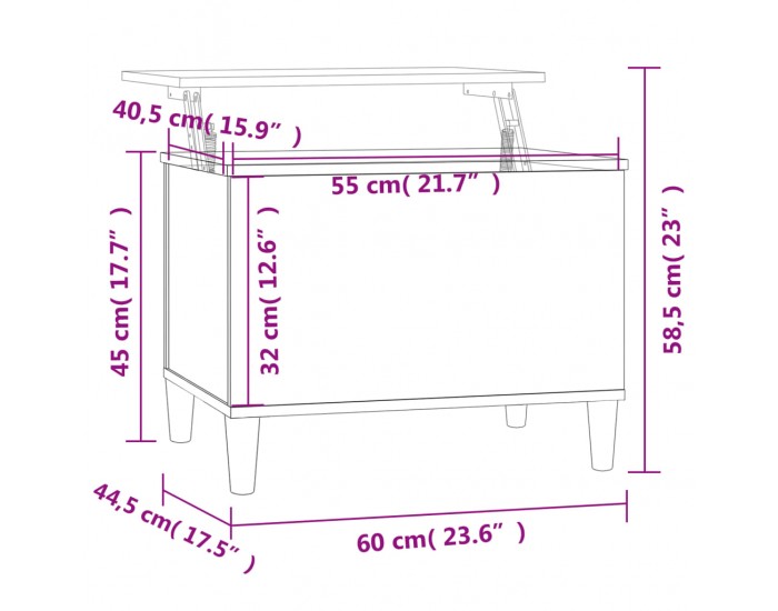 Sonata H Кафе маса, черна, 60x44,5x45 см, инженерно дърво
