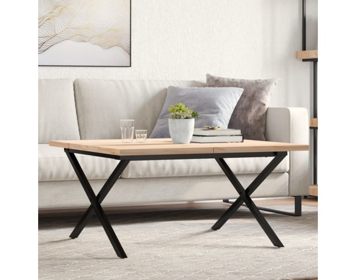 Sonata H Кафе маса X-образна рамка 80x80x45,5 см бор масив и чугун