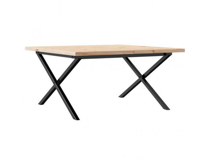 Sonata H Кафе маса X-образна рамка 80x80x45,5 см бор масив и чугун