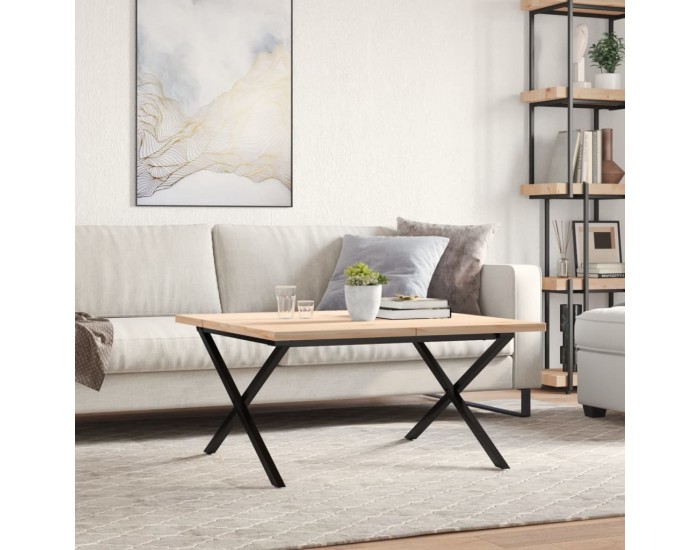 Sonata H Кафе маса X-образна рамка 80x80x45,5 см бор масив и чугун