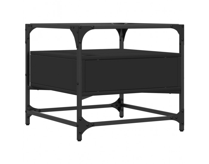 Sonata H Маса за кафе със стъклен плот, черна, 50x50x45 см, стомана