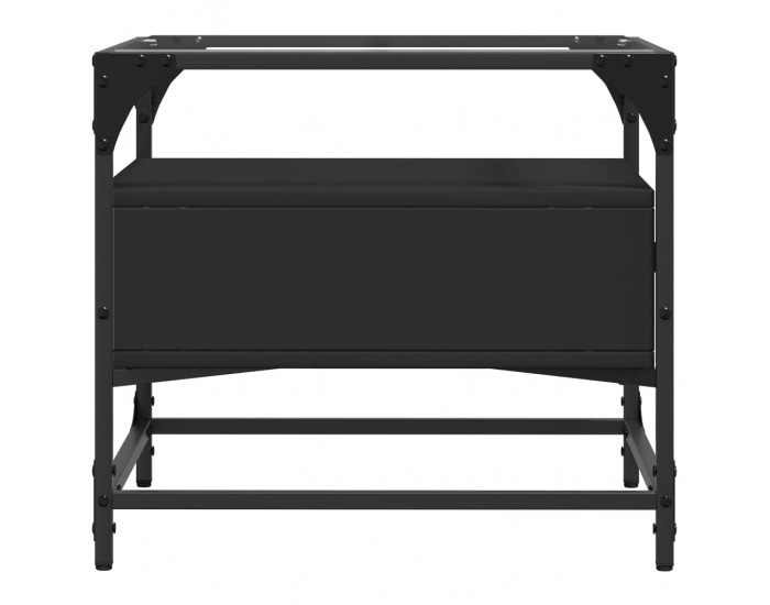 Sonata H Маса за кафе със стъклен плот, черна, 50x50x45 см, стомана