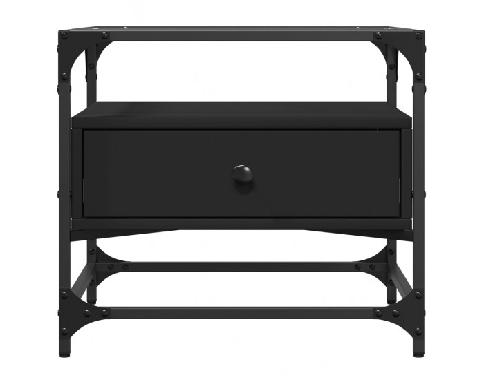 Sonata H Маса за кафе със стъклен плот, черна, 50x50x45 см, стомана