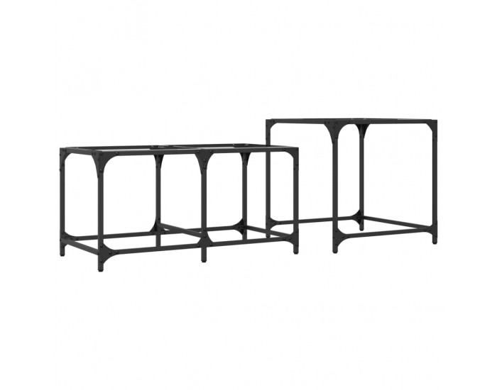 Sonata H Стифиращи кафе маси, 2 бр, с прозрачен стъклен плот, стомана