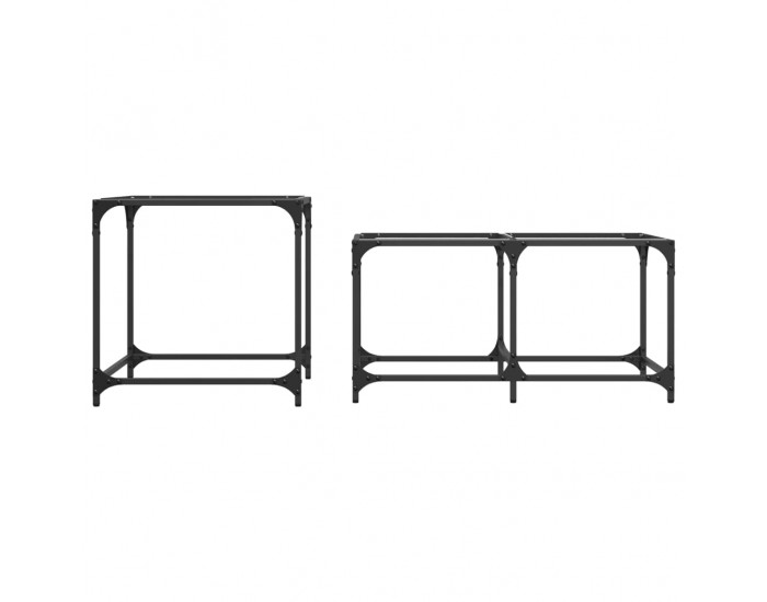Sonata H Стифиращи кафе маси, 2 бр, с прозрачен стъклен плот, стомана