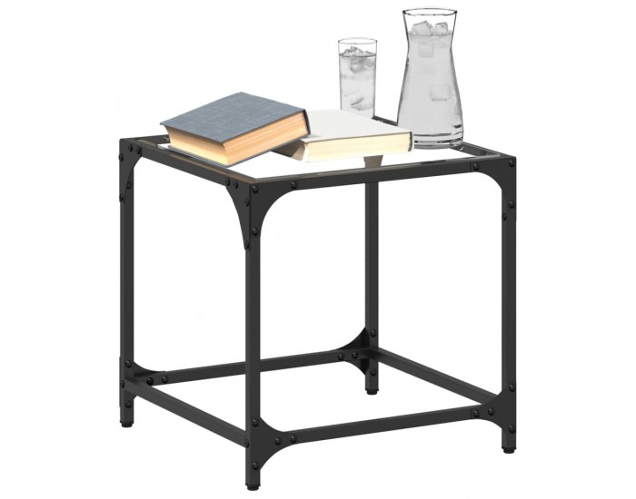 Sonata H Маси за кафе с прозрачен стъклен плот 2 бр 40x40x40 см стомана