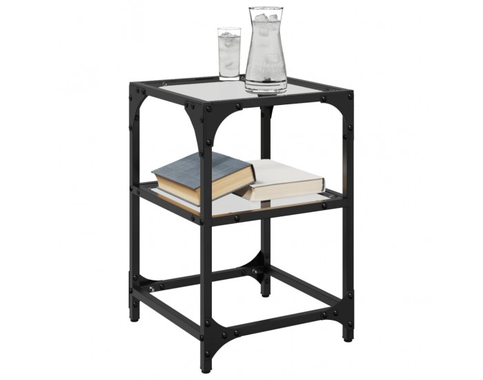 Sonata H Маси за кафе с прозрачен стъклен плот 2 бр 30x30x45 см стомана