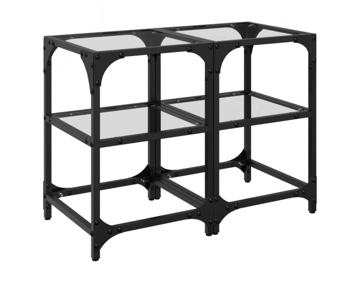 Sonata H Маси за кафе с прозрачен стъклен плот 2 бр 30x30x45 см стомана