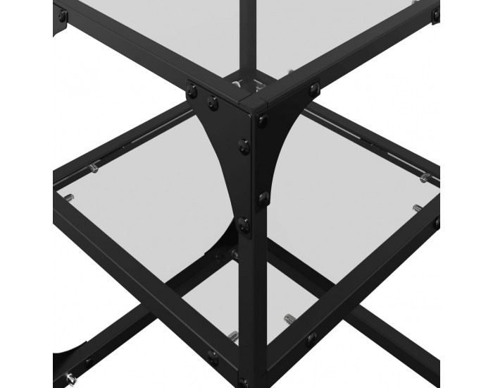 Sonata H Маси за кафе с прозрачен стъклен плот 2 бр 30x30x45 см стомана