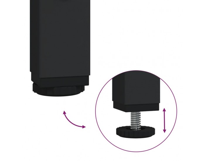 Sonata H Маси за кафе с черен стъклен плот 2 бр 50x50x40 см стомана