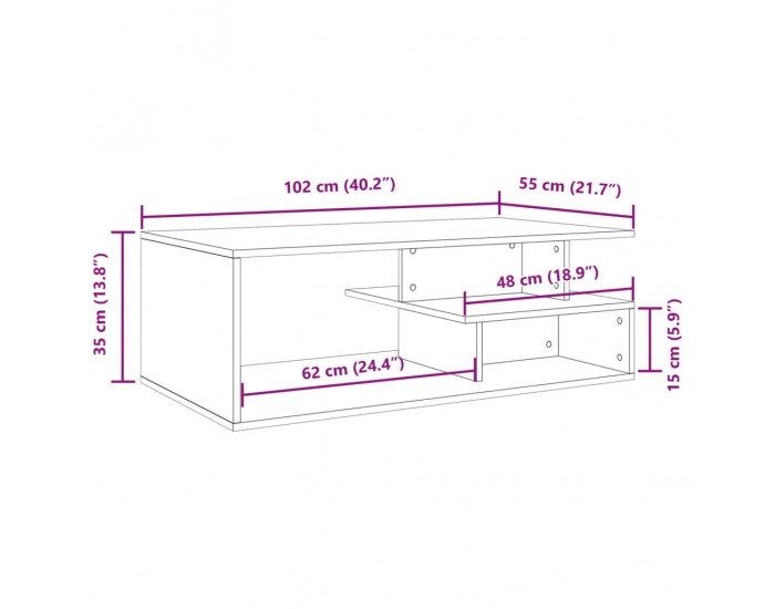 Sonata H Кафе маса, бетонно сива, 102x55x35 см, инженерно дърво