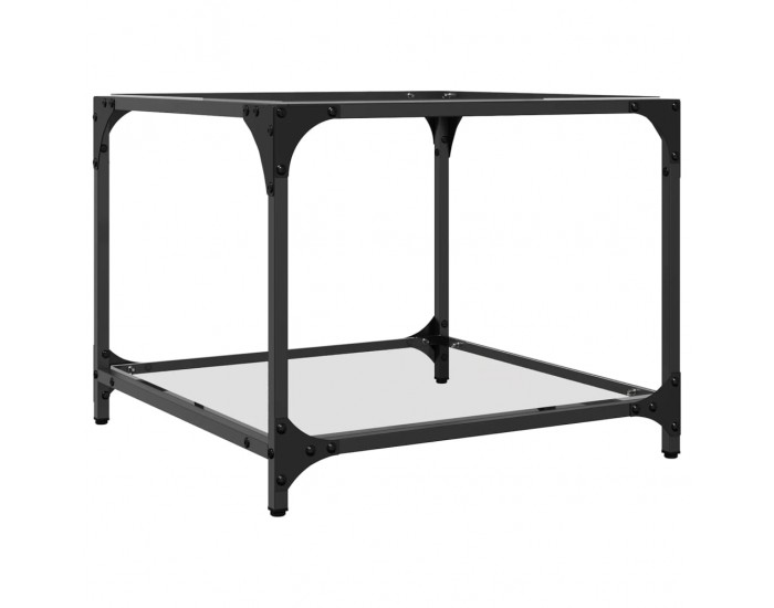 Sonata H Маси за кафе с прозрачен стъклен плот 2 бр 50x50x40 см стомана