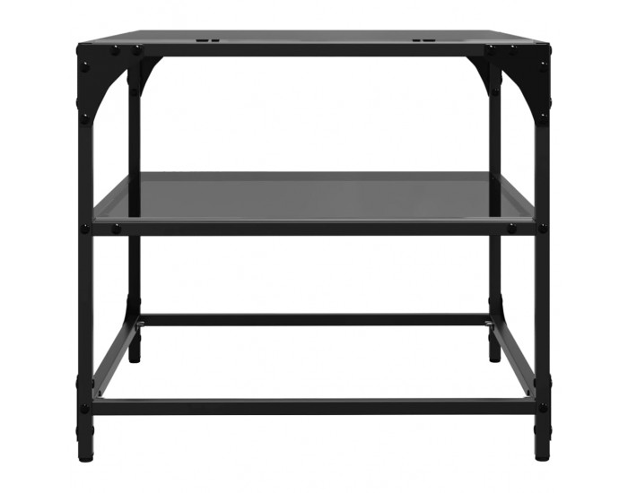 Sonata H Маси за кафе с черен стъклен плот 2 бр 50x50x45 см стомана