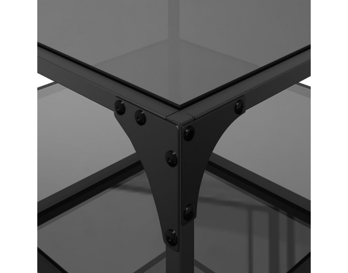 Sonata H Маси за кафе с черен стъклен плот 2 бр 50x50x45 см стомана