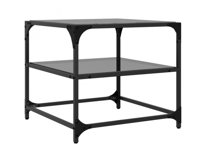 Sonata H Маси за кафе с черен стъклен плот 2 бр 50x50x45 см стомана