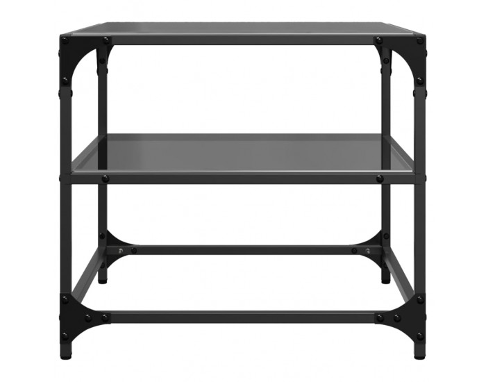 Sonata H Маси за кафе с черен стъклен плот 2 бр 50x50x45 см стомана