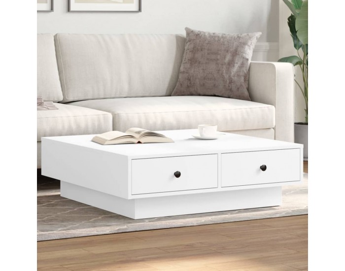 Sonata H Маса за кафе, бяла, 90x90x28 см, инженерно дърво