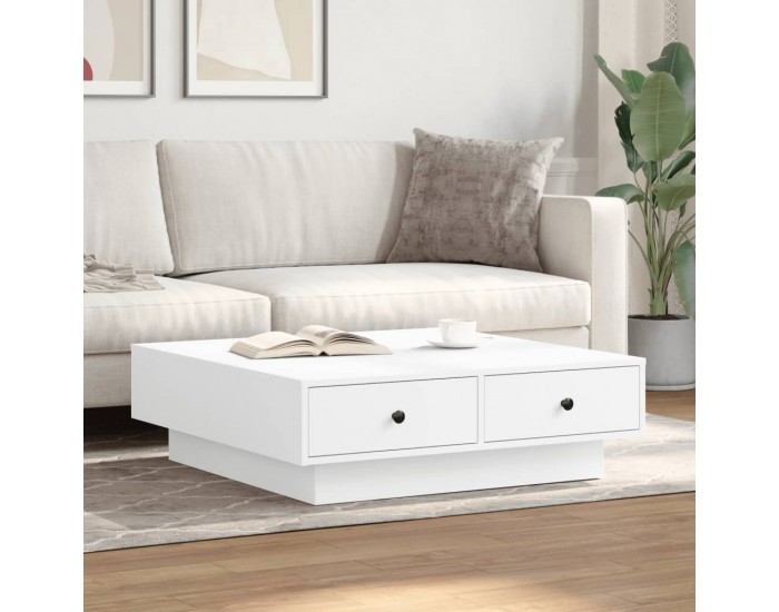 Sonata H Маса за кафе, бяла, 90x90x28 см, инженерно дърво