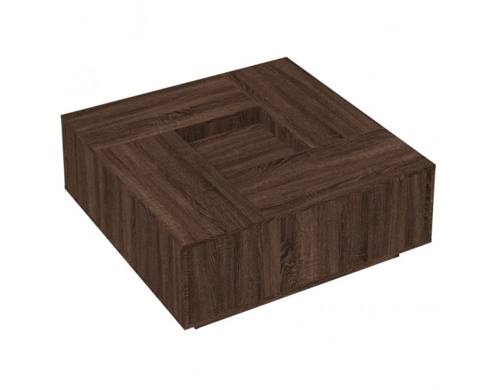 Sonata H Кафе маса, кафяв дъб, 100x100x40 см, инженерно дърво