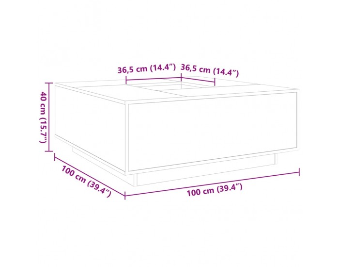 Sonata H Кафе маса, кафяв дъб, 100x100x40 см, инженерно дърво