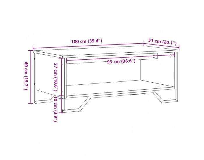 Sonata H Кафе маса, черна, 100x51x40 см, инженерно дърво
