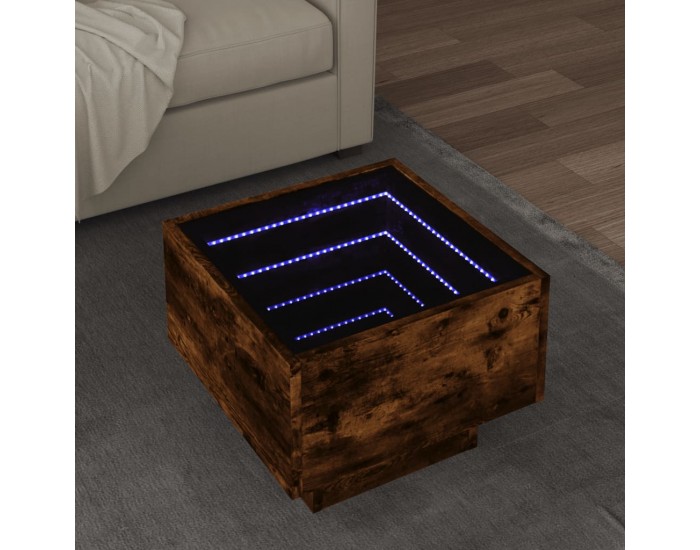 Sonata H Помощна маса с LED опушен дъб 40x40x30 см инженерно дърво