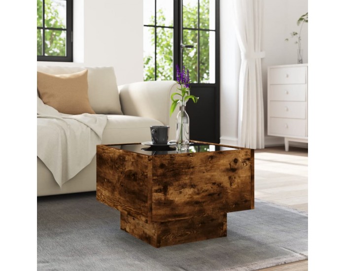 Sonata H Помощна маса с LED опушен дъб 40x40x30 см инженерно дърво