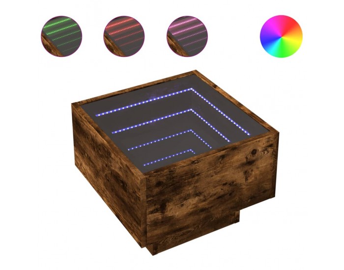 Sonata H Помощна маса с LED опушен дъб 40x40x30 см инженерно дърво