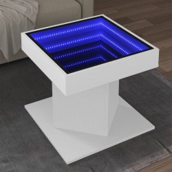 Sonata H Маса за кафе с LED, бяла, 50x50x45 см, инженерно дърво - Маси