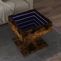Sonata H Маса за кафе с LED, опушен дъб, 50x50x45 см, инженерно дърво - Холни маси