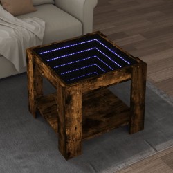 Sonata H Маса за кафе с LED, опушен дъб, 53x53x45 см, инженерно дърво - Холни маси