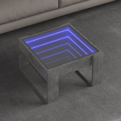 Sonata H Маса за кафе с Infinity LED, бетонно сив, 50x53x30 см - Холни маси