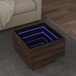 Sonata H Помощна маса с LED кафяв дъб 40x40x30 см инженерно дърво - Холни маси