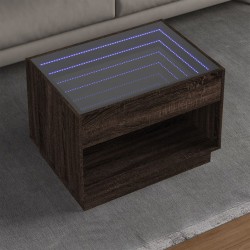 Sonata H Маса за кафе с Infinity LED, кафяв дъб, 70x50x50 см - Холни маси