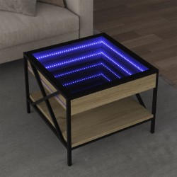 Sonata H Маса за кафе с Infinity LED, сонома дъб, 50x50x38 см - Холни маси