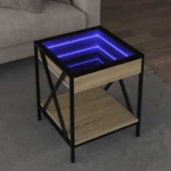 Sonata H Маса за кафе с Infinity LED, сонома дъб, 40x40x49 см - Холни маси