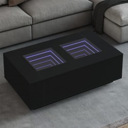 Sonata H Маса за кафе с Infinity LED, черна, 116x69x40 см - Маси