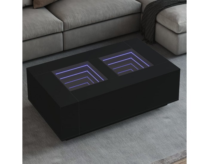 Sonata H Маса за кафе с Infinity LED, черна, 116x69x40 см