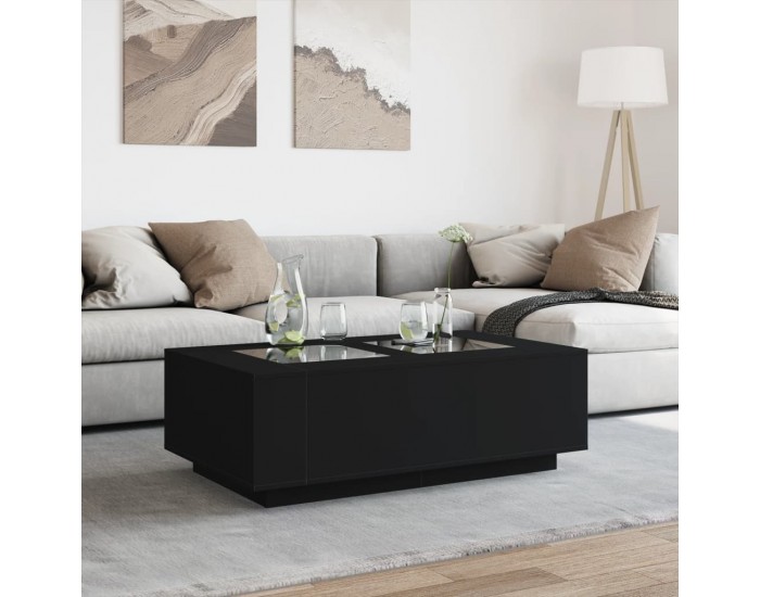 Sonata H Маса за кафе с Infinity LED, черна, 116x69x40 см