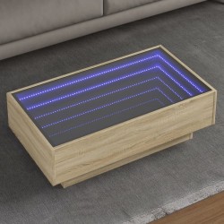 Sonata H Маса за кафе с LED, сонома дъб, 90x50x30 см, инженерно дърво - Холни маси