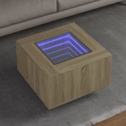 Sonata H Маса за кафе с LED, дъб сонома, 60x60x40 см, инженерно дърво - Холни маси