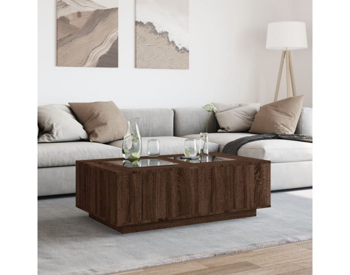 Sonata H Маса за кафе с Infinity LED, кафяв дъб, 116x69x40 см