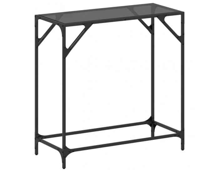 Sonata H Конзолна маса с черен стъклен плот 80x35x81 см стомана