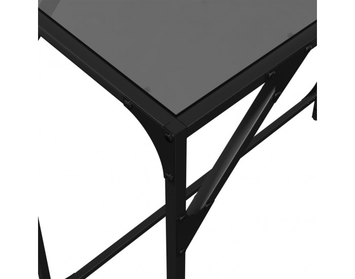 Sonata H Конзолна маса с черен стъклен плот 80x35x81 см стомана