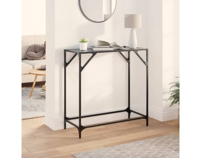 Sonata H Конзолна маса с черен стъклен плот 80x35x81 см стомана
