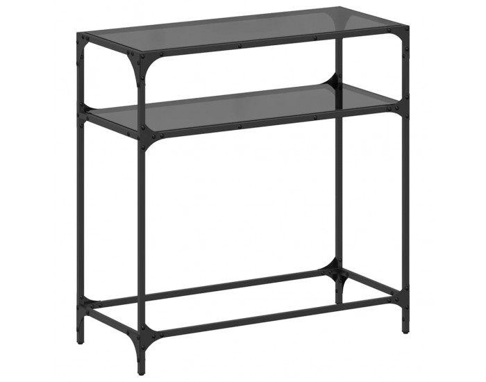 Sonata H Конзолна маса с черен стъклен плот 80x35x81 см стомана