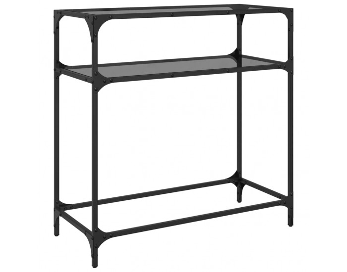 Sonata H Конзолна маса с черен стъклен плот 80x35x81 см стомана